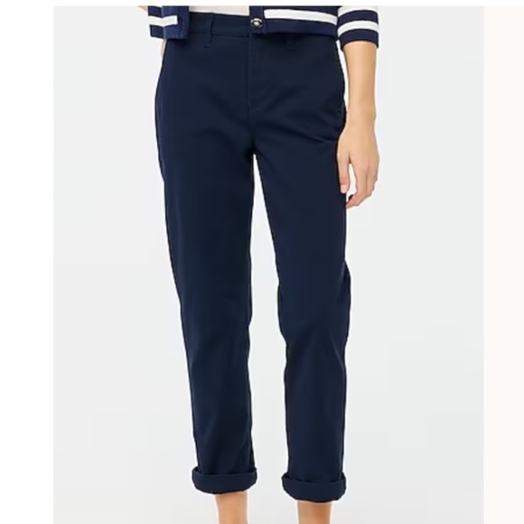 NWT J. Crew Factory Navy High-Rise Girlfriend Chino Pant SZ 8 - Picture 1 of 6